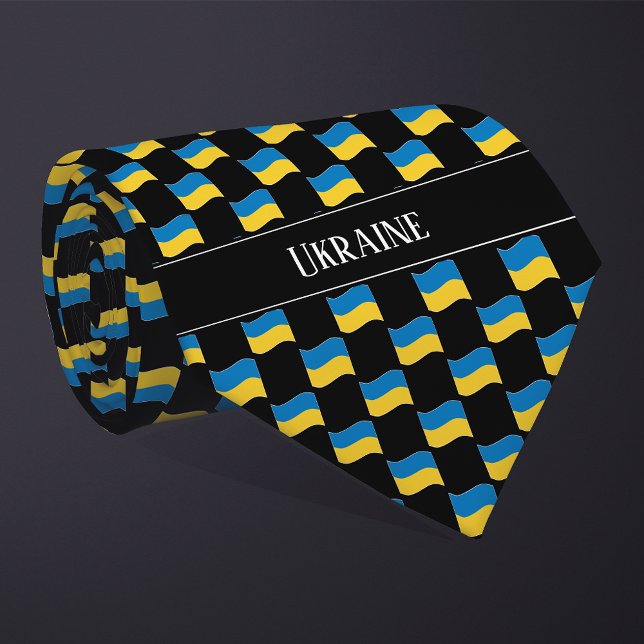 Wavy Ukraine Flag Pattern  Tie (Creator Uploaded)