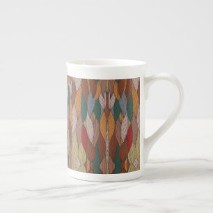 Wavy Unique Pattern with Pink Orange Brown Green Bone China Mug