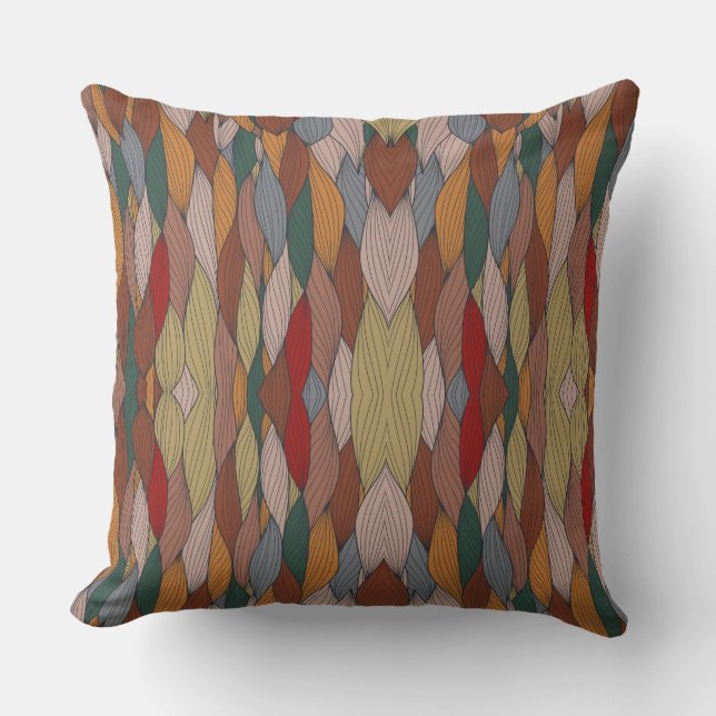 Wavy Unique Pattern with Pink Orange Brown Green   Cushion (Front)