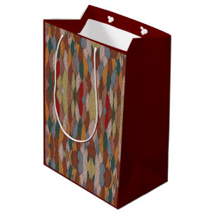 Wavy Unique Pattern with Pink Orange Brown Green   Medium Gift Bag