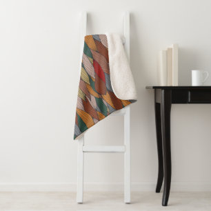 Wavy Unique Pattern with Pink Orange Brown Green   Sherpa Blanket