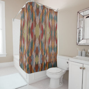 Wavy Unique Pattern with Pink Orange Brown Green   Shower Curtain