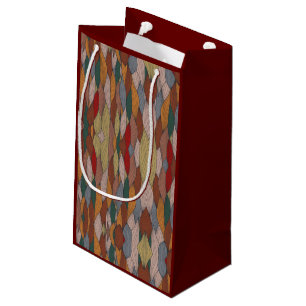 Wavy Unique Pattern with Pink Orange Brown Green Small Gift Bag