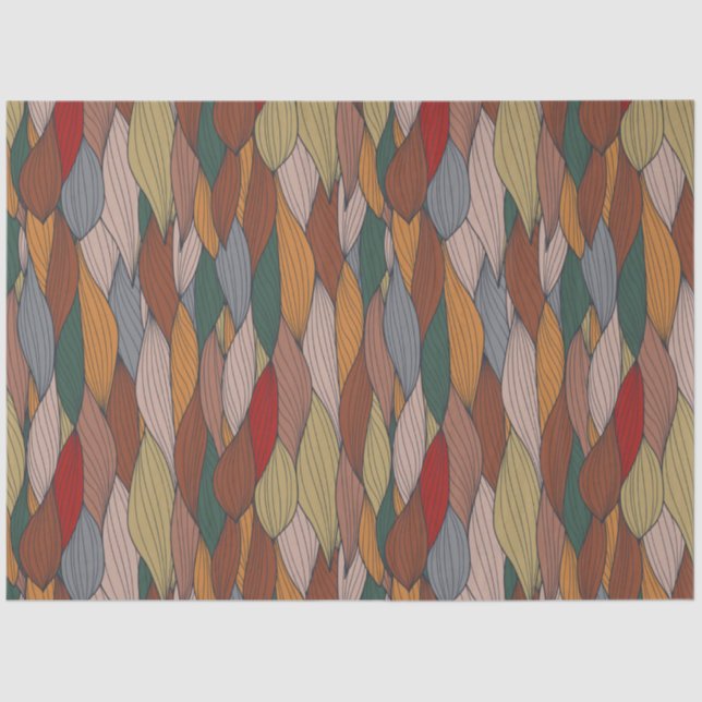 Wavy Unique Pattern with Pink Orange Brown Green   Tissue Paper (Front)