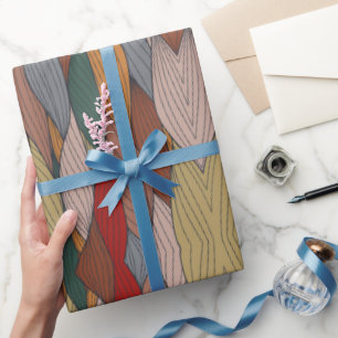 Wavy Unique Pattern with Pink Orange Brown Green Wrapping Paper