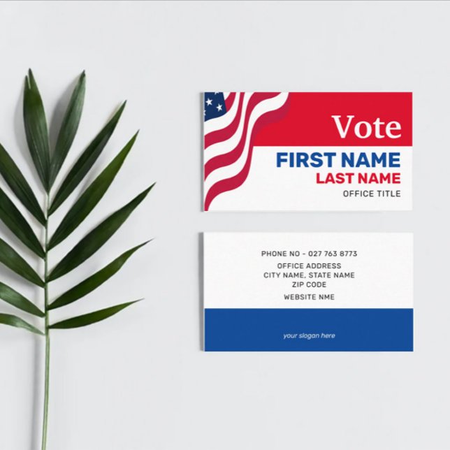 Wavy US Flag Political Campaign Formal Business Card (Creator Uploaded)