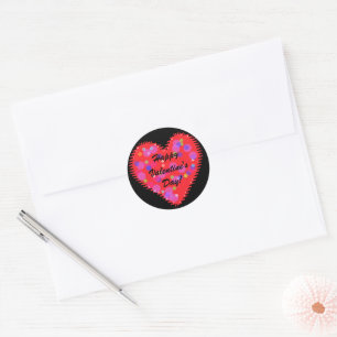 Wavy Valentine's Day Heart and Circles Classic Rou Round Sticker