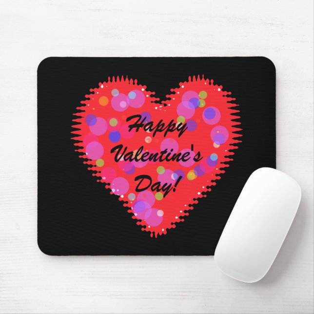 Wavy Valentine's Day Heart and Circles Mouse Pad (With Mouse)