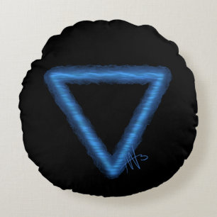 Wavy Water Element Alchemy Symbol Round Cushion