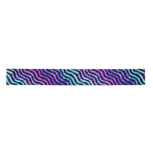 wavy watercolor - cyan and purple : satin ribbon