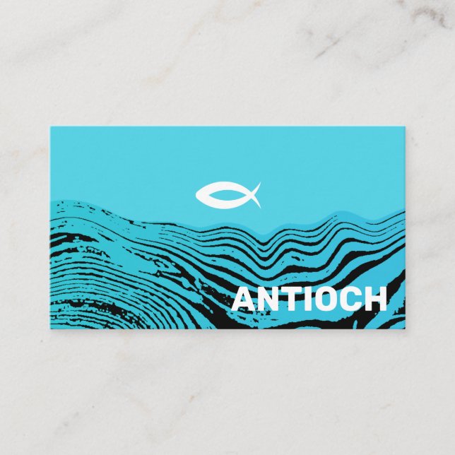 Wavy Waters Jesus Fish Business Card (Front)