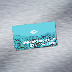 Wavy Waters Jesus Fish Magnetic Business Card