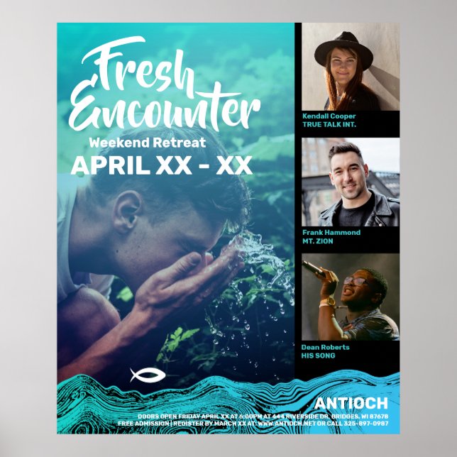 Wavy Waters Jesus Fish Poster (Front)