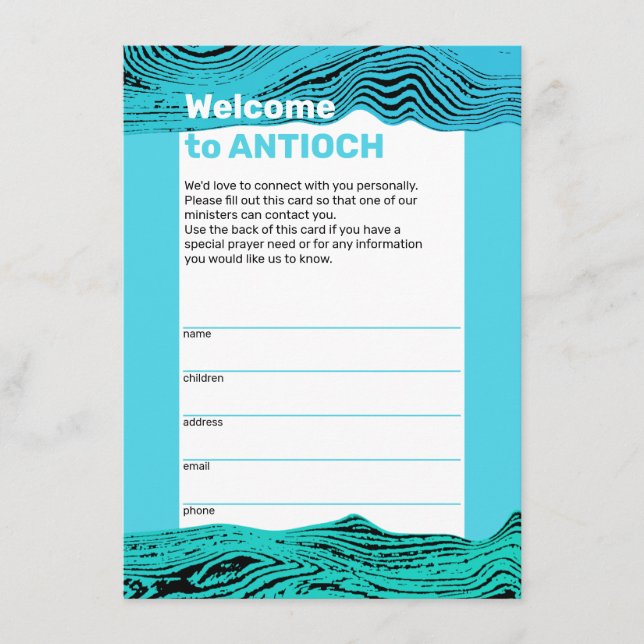 Wavy Waters Jesus Fish Visitor Card (Front)
