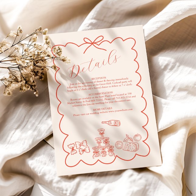 Wavy Whimsical Italian Doodle Wedding  Enclosure Card (Creator Uploaded)