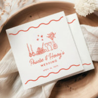 Wavy Whimsical Italian Pasta Doodle Wedding
