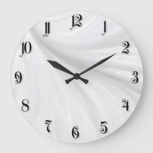 Wavy white cream background large clock