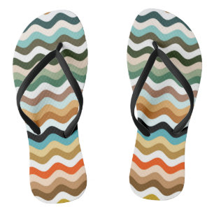Wavy Zigzag Multicolored Pattern Flip Flops