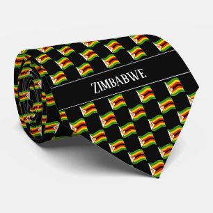 Wavy Zimbabwe Flag Pattern  Tie