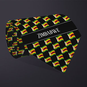 Wavy Zimbabwe Flag Pattern  Tie