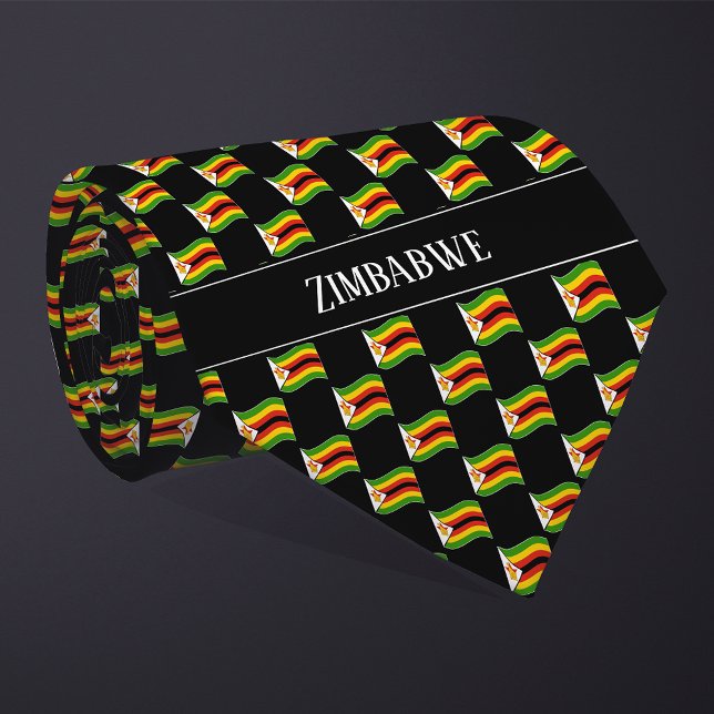 Wavy Zimbabwe Flag Pattern  Tie (Creator Uploaded)