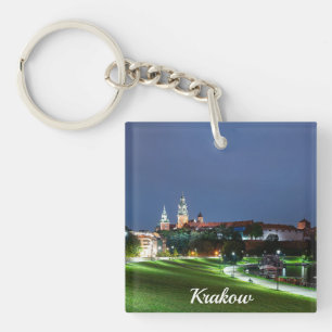 Wawel castle at night in Krakow, Poland Key Ring