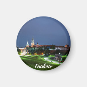 Wawel castle at night in Krakow, Poland Magnet