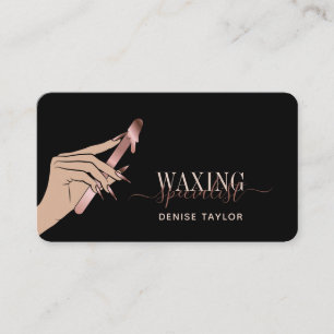 wax blush pink woman hand waxing technician busin business card