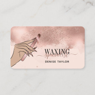wax blush pink woman hand waxing technician  busin business card