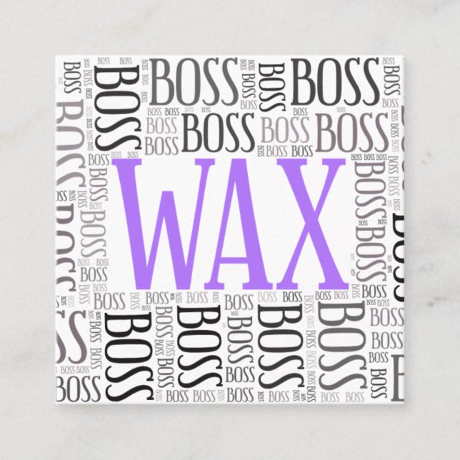 Wax boss black and purple square business card (Front)