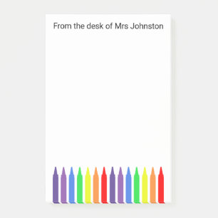 Wax crayons, from the desk of, teachers  post-it n post-it notes