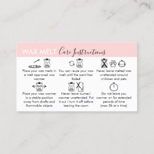 Wax Melt Care Instructions Business Card