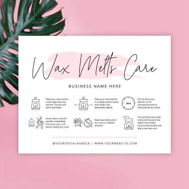 Wax Melts Care Card Safety Instructions Feminine (Creator Uploaded)