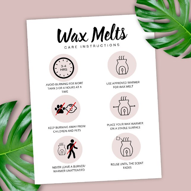 Wax Melts Care Card Warning Instructions Feminine (Creator Uploaded)