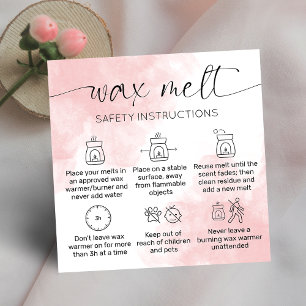 Wax Melts Care Elegant Pink Watercolor Thank You Square Business Card