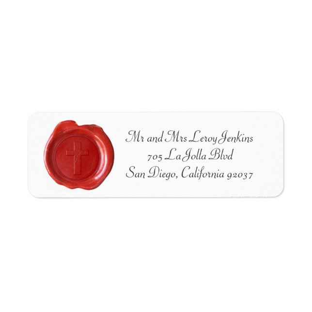 Wax Monogram Address Labels - Red Cross1 (Front)