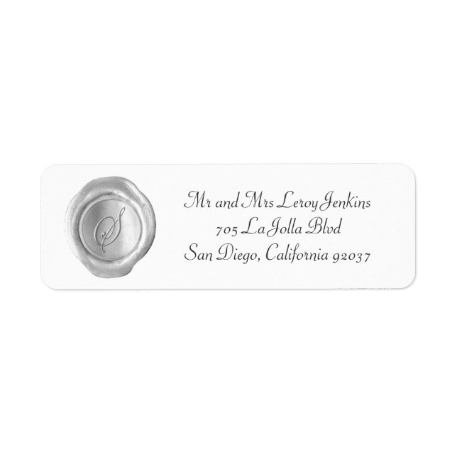 Wax Monogram Address Labels - Script S (Front)
