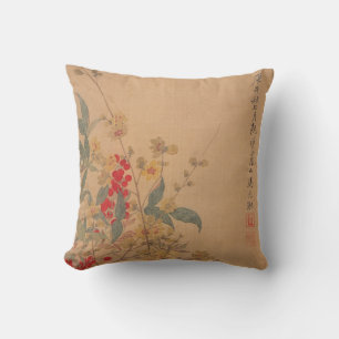 Wax Plum and Nandina by Ma Yuanyu Cushion