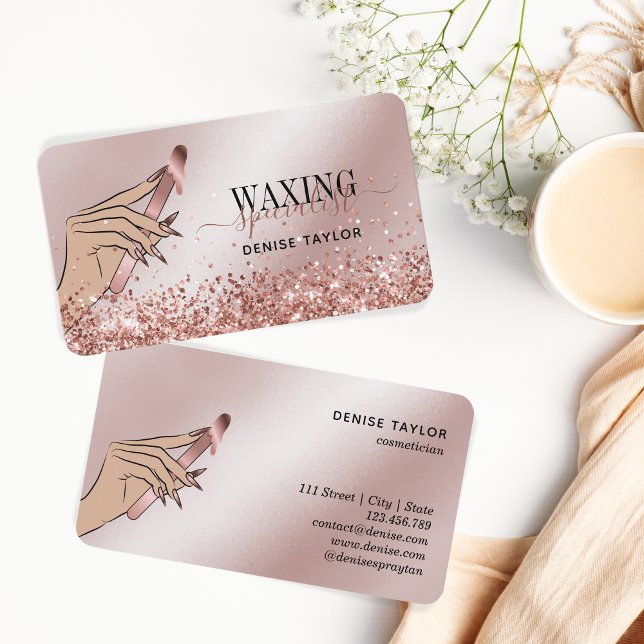 wax rose gold woman hand waxing technician business card (Creator Uploaded)