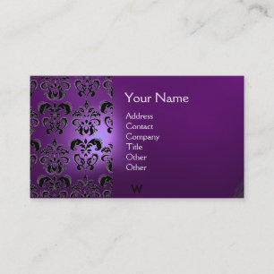 WAX SEAL DAMASK MONOGRAM purple Business Card