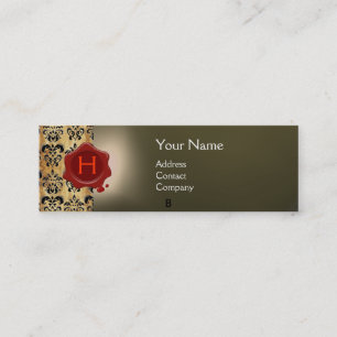 WAX SEAL DAMASK PARCHMENT MONOGRAM grey Mini Business Card