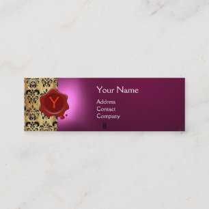 WAX SEAL DAMASK PARCHMENT MONOGRAM pink Mini Business Card