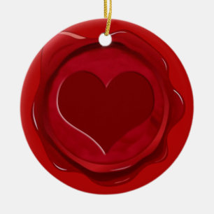 WAX SEAL HEART CERAMIC TREE DECORATION