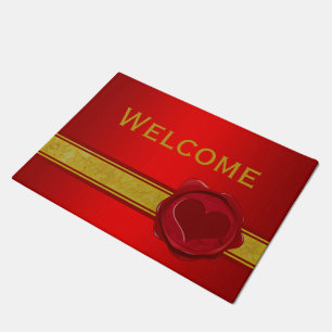 WAX SEAL HEART + your background & saying Doormat