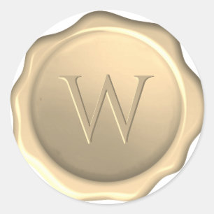 Wax Seal Letter W Initial Monogram Golden Sticker