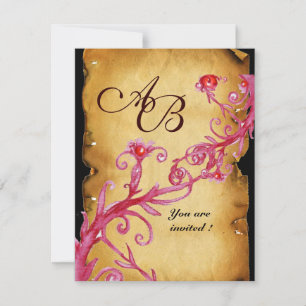 WAX SEAL  MAGIC BERRIES  MONOGRAM red brown purple Invitation