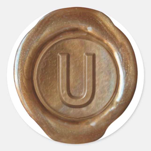 Wax Seal Monogram - Copper - Bold U - (Front)