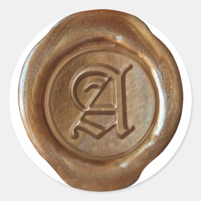 Wax Seal Monogram - Copper - Old English A - (Front)