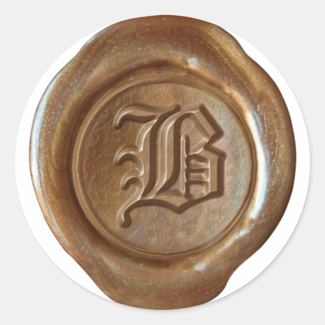 Wax Seal Monogram - Copper - Old English B - (Front)