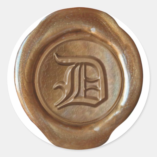 Wax Seal Monogram - Copper - Old English D - (Front)
